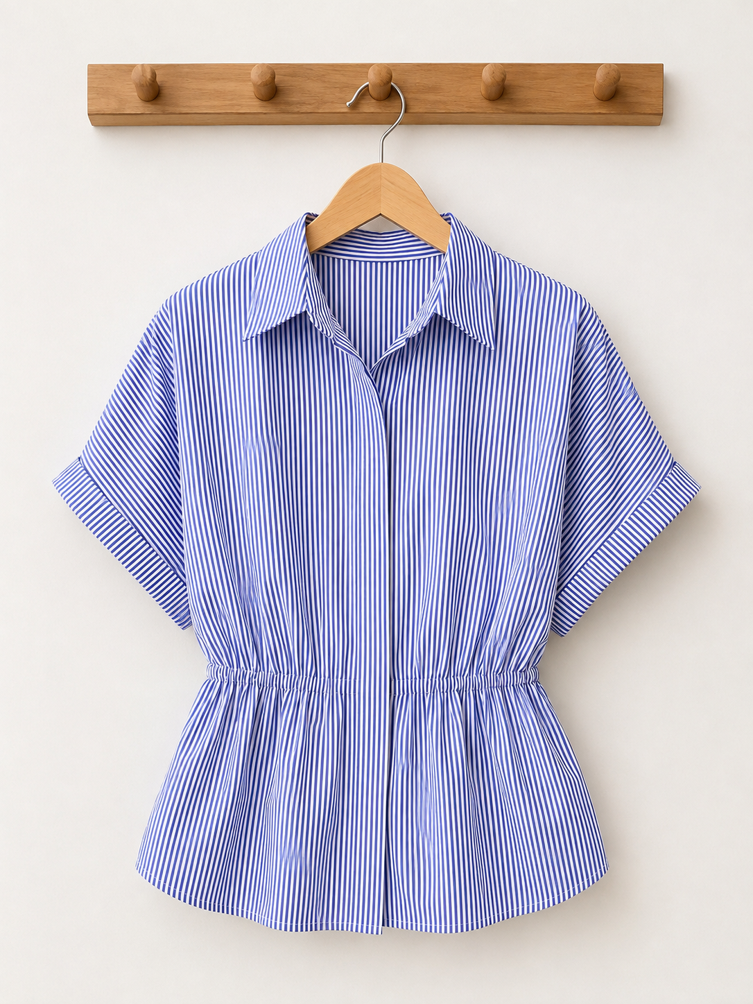 Kemeja Linen Wanita - Motif Bergaris - Blue